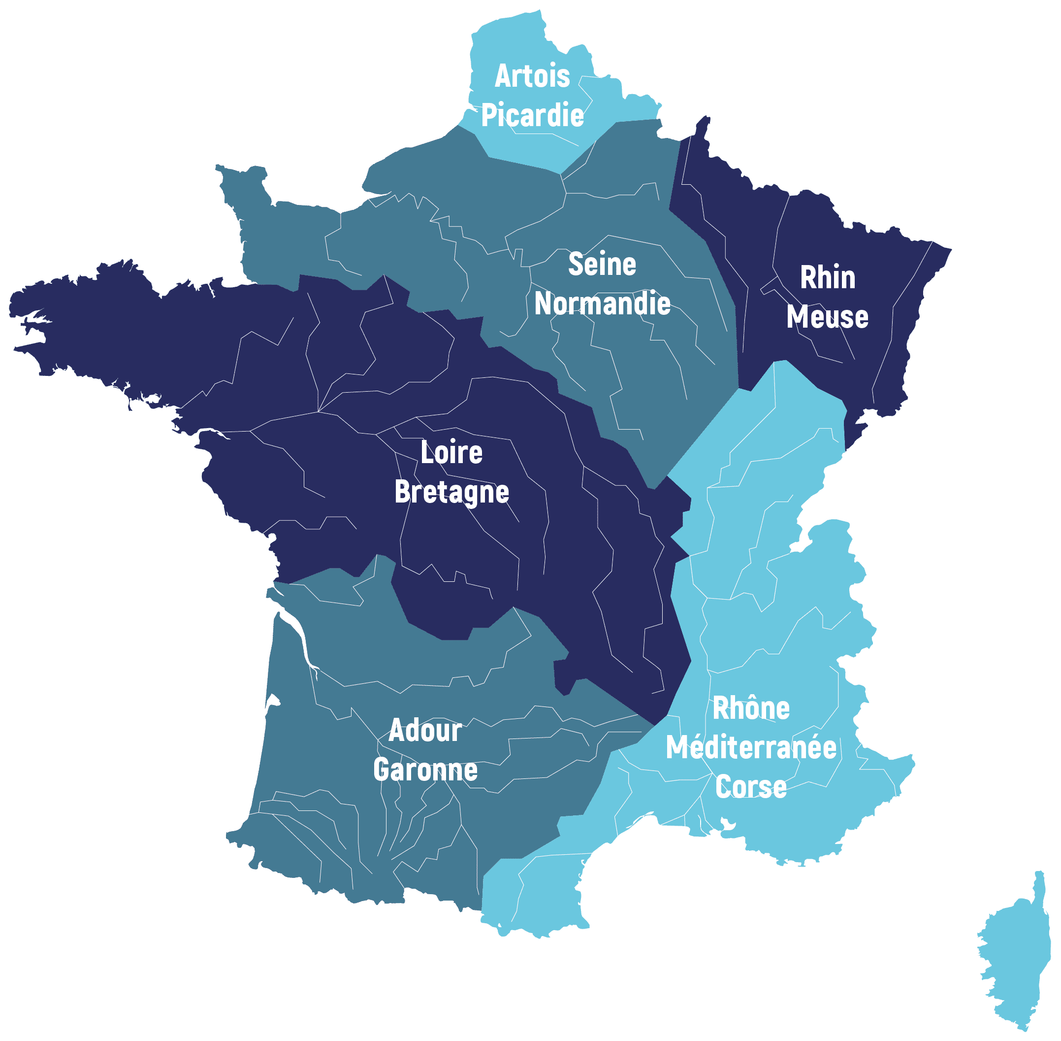Carte des bassins français